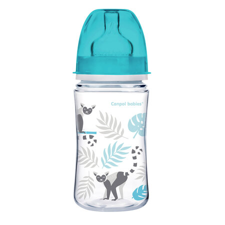 Canpol babies Antikoliková fľaša so širokým hrdlom EasyStart 240 ml PP JUNGLE modrá