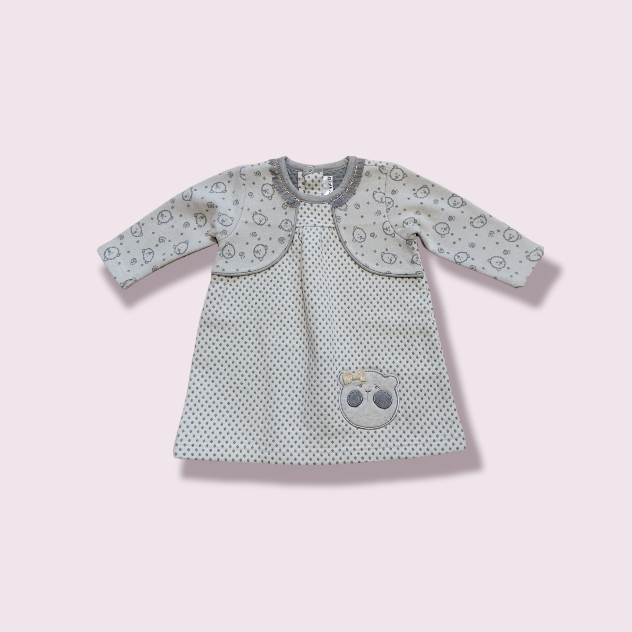 Sivo-krémové šaty 68, 80