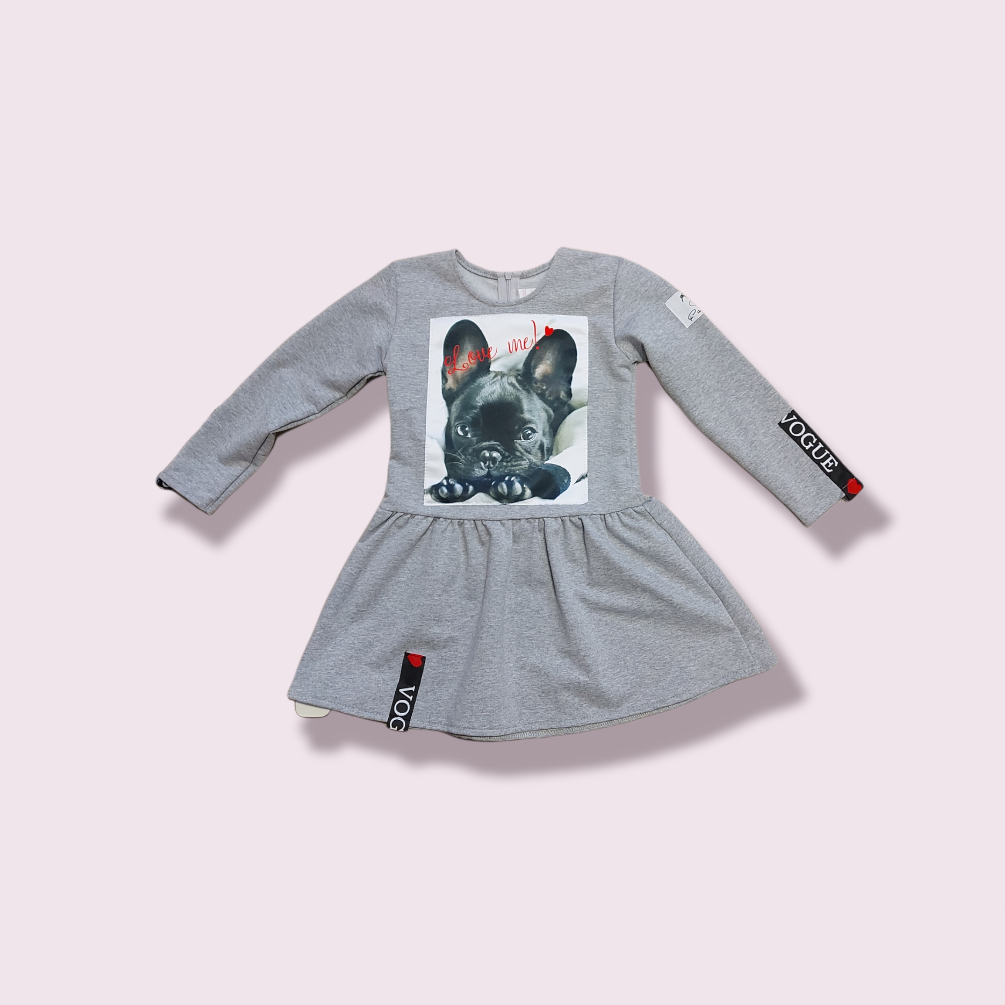 Šaty so psíkom sivé 110, 116, 122