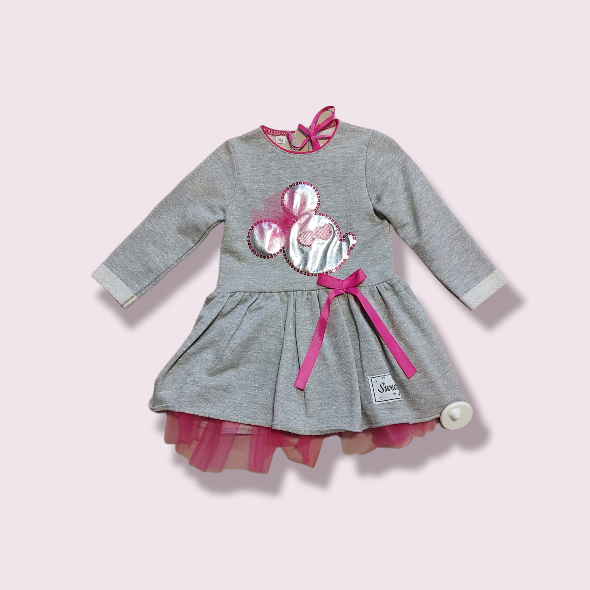 Sivé minnie šaty 92, 98