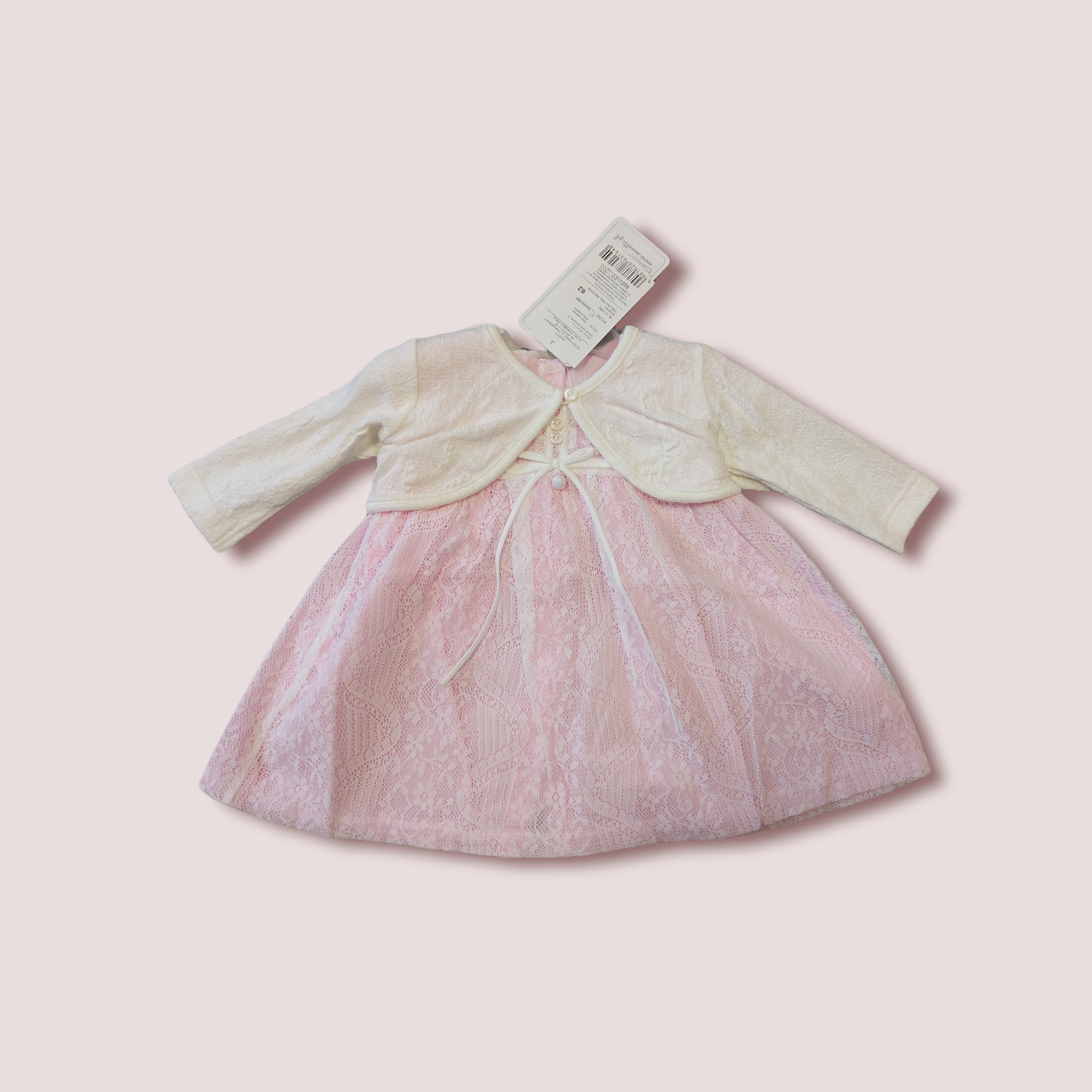 Ružovo - krémové šaty s bolerkom veľ. 62, 68