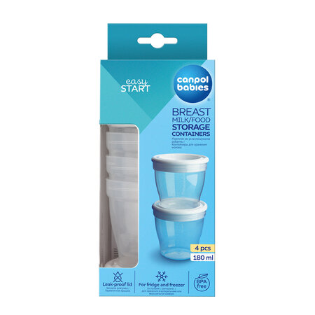 Canpol babies Poháriky na uskladnenie materského mlieka (aj zmrazením) 180ml 4ks
