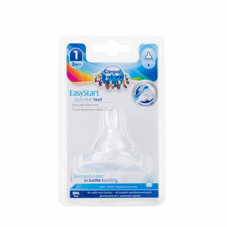 Canpol babies Silikónový cumlík Pomalý pre fľašu so širokým hrdlom EasyStart 1 ks