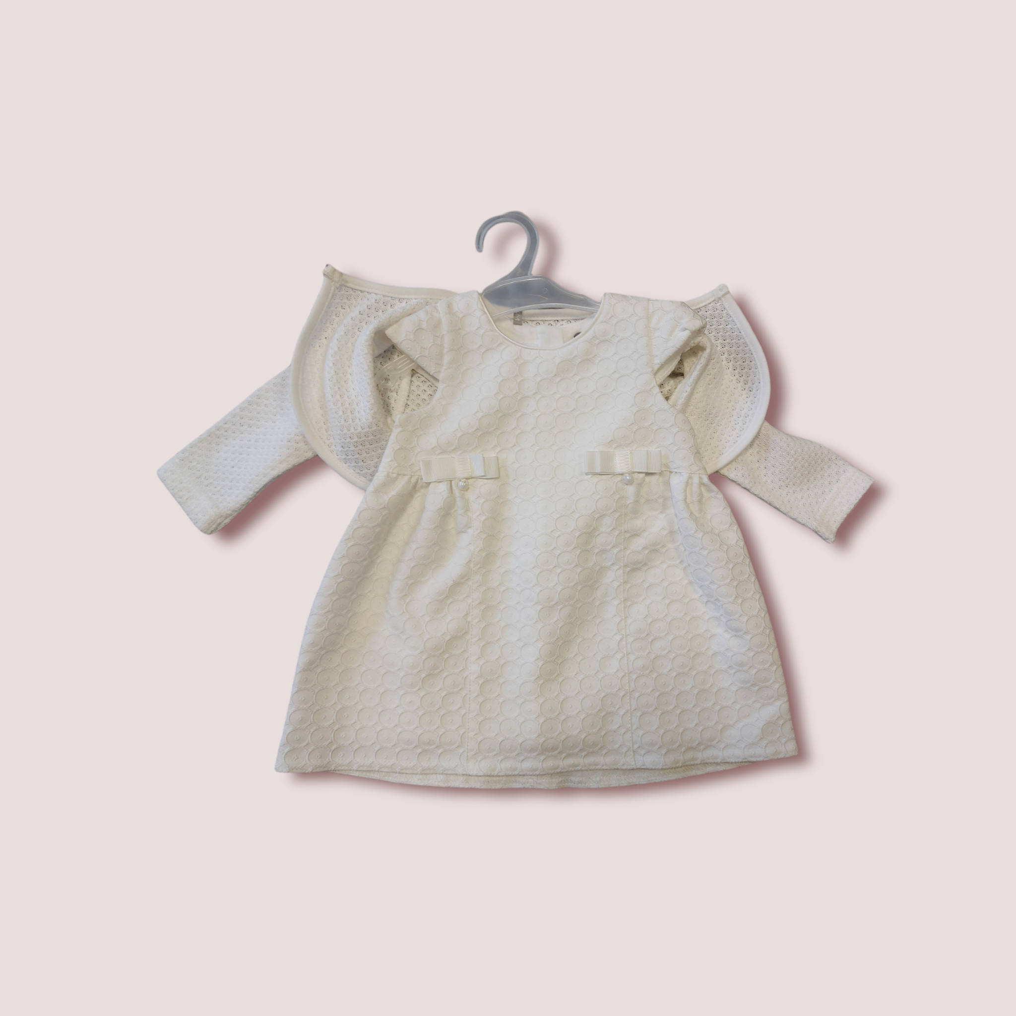 Krémové vzorované šaty s bolerkom veľ. 62, 68, 74, 80