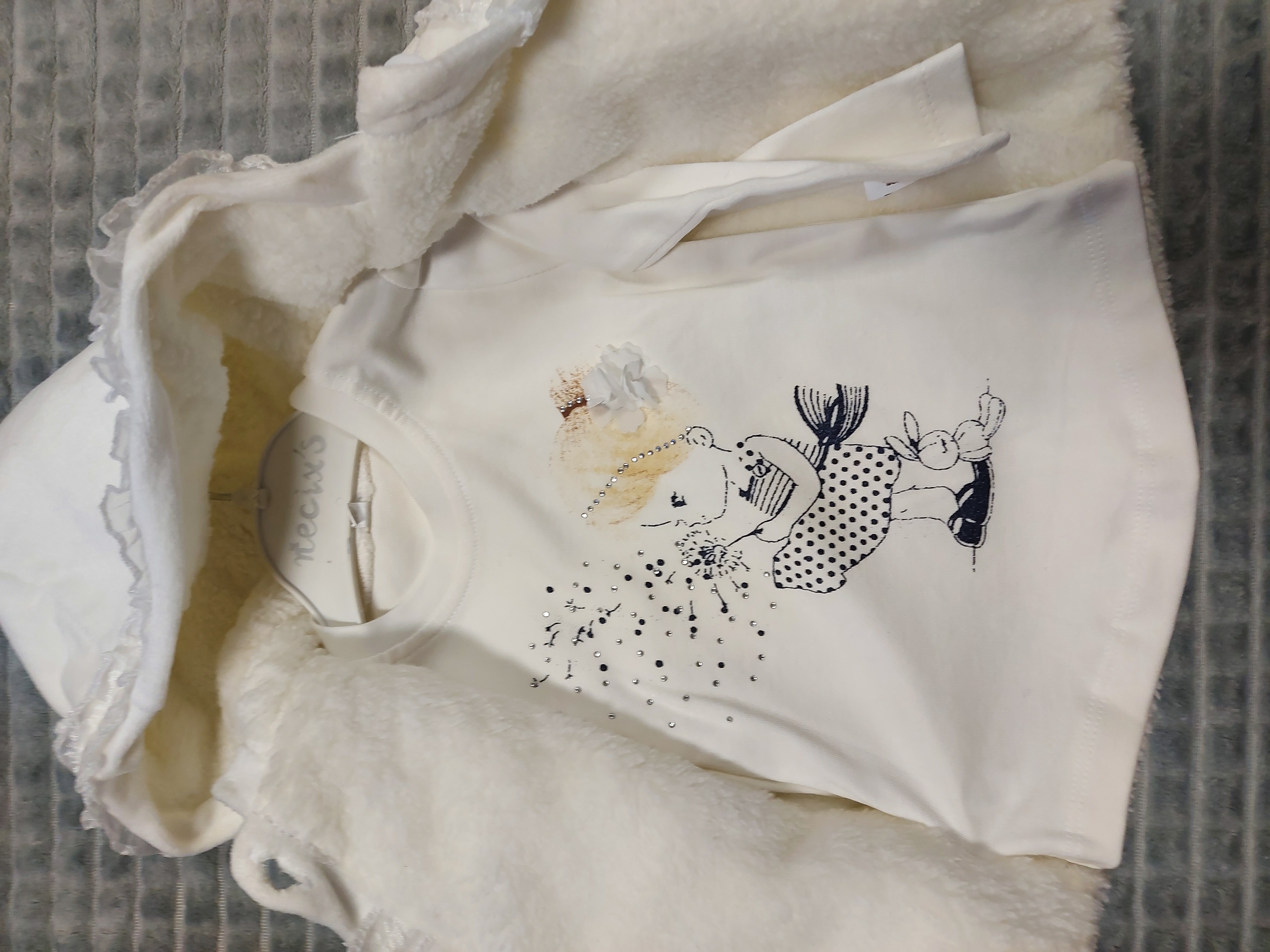 Zimný krémový komplet + tričko veľ. 68