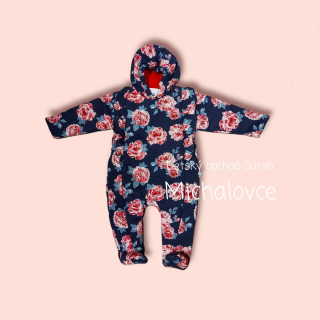 Dievčenský zimný overal kvety/2 veľ. 56, 68, 74, 80