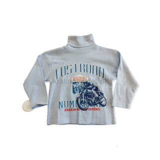 Modrý bavlnený rolák motorka veľ. 86