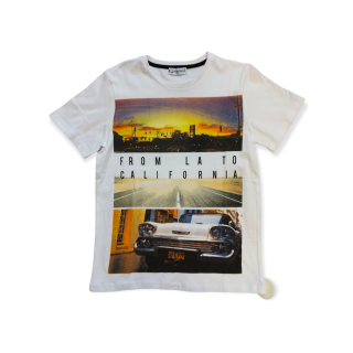 Chlapčenské tričko biele auto veľ. 128, 158