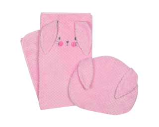 Súprava ANIMALS deka + vankúš ružová