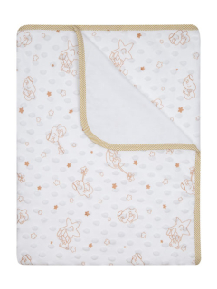 Deka minky potlačená + bavlna  biela