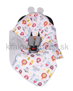 Zavinovačka do autosedačky sivé zvieratká zoo