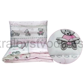 Komplet 2D - 135x100cm - macko VLAK ružová