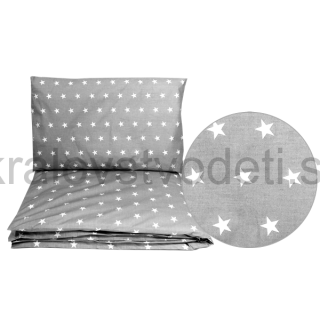 Komplet 2D - 135x100cm - sivá / biele hviezdy