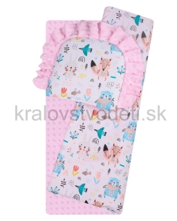 Hrubší set minky TROLLEY deka + vankúšik ružová
