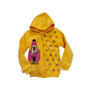 Dievčenská teplá mikina - žltá veľ. 140