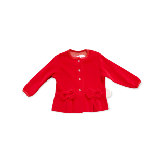 Dievčenský zamatový sveter - červený veľ. 74