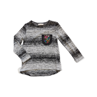 Dievčenský tenší sveter sivo-čierný veľ. 116