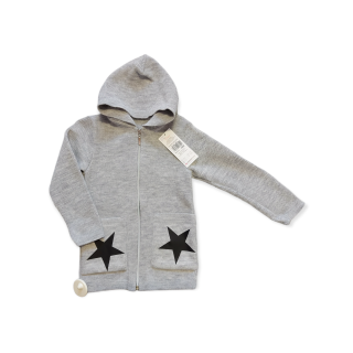 Dievčenský sveter s kapucňou - sivý veľ. 122