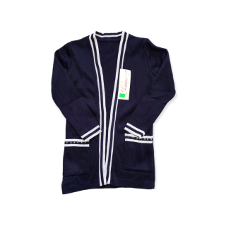 Dievčenský modrý kardigán veľ. 128, 152