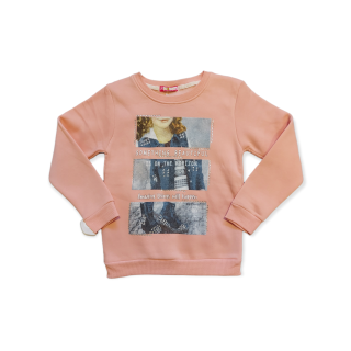 Dievčenská mikina - marhuľová F/2 - veľ. 146, 152 odporúčame o číslo väčšie kúpiť 