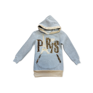 Dievčenská mikina predlžená a zateplená - sivá Paris veľ. 146, 158, 164