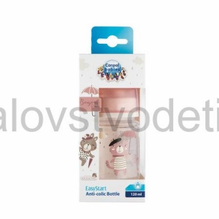 Canpol babies Antikoliková fľaša so širokým hrdlom EasyStart 120 ml PP BONJOUR PARIS ružová