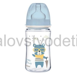 Canpol babies Antikoliková fľaša so širokým hrdlom EasyStart 240 ml PP BONJOUR PARIS modrá 