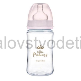 Canpol babies Antikoliková fľaša so širokým hrdlom EasyStart 240 ml PP ROYAL BABY ružová