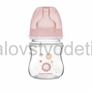 Canpol babies Antikoliková fľaša so širokým hrdlom EasyStart 120 ml PP NEWBORN BABY ružová
