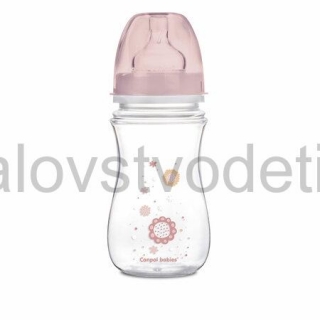 Canpol babies Antikoliková fľaša so širokým hrdlom EasyStart 240 ml PP NEWBORN BABY ružová