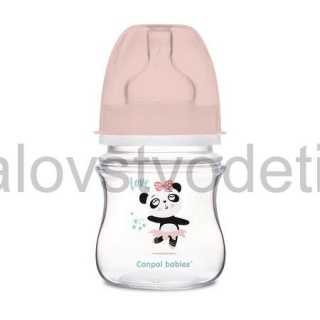 Canpol babies Antikoliková fľaša so širokým hrdlom EasyStart 120 ml PP EXOTIC ANIMALS ružová