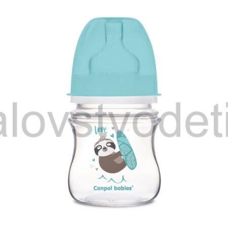 Canpol babies Antikoliková fľaša so širokým hrdlom EasyStart 120 ml PP EXOTIC ANIMALS modrá