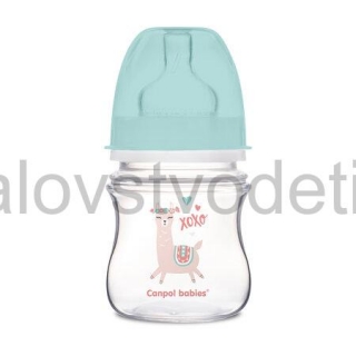Canpol babies Antikoliková fľaša so širokým hrdlom EasyStart 120 ml PP EXOTIC ANIMALS zelená