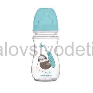 Canpol babies Antikoliková fľaša so širokým hrdlom EasyStart 240 ml PP EXOTIC ANIMALS modrá