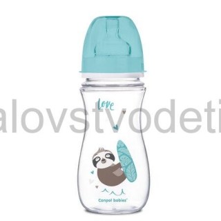 Canpol babies Antikoliková fľaša so širokým hrdlom EasyStart 300 ml PP EXOTIC ANIMALS modrá