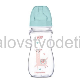 Canpol babies Antikoliková fľaša so širokým hrdlom EasyStart 300 ml PP EXOTIC ANIMALS zelená