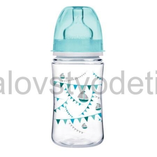 Canpol babies Fľaša so širokým hrdlom EasyStart 240 ml PP LET'S CELEBRATE modrá