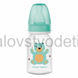 Canpol babies Fľaša s úzkym hrdlom 120 ml HAPPY ANIMALS zelená