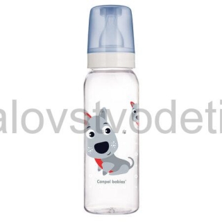 Canpol babies Fľaša s úzkym hrdlom 250 ml CUTE ANIMALS modrá