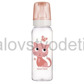 Canpol babies Fľaša s úzkym hrdlom 250 ml CUTE ANIMALS ružová