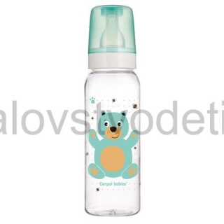 Canpol babies Fľaša s úzkym hrdlom 250 ml CUTE ANIMALS zelená