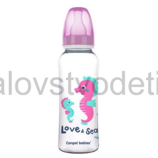 Canpol babies Fľaša s úzkym hrdlom 250 ml LOVE&SEA ružová