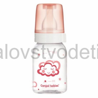 Canpol babies Sklenená fľaša s úzkym hrdlom 120 ml NIGHT DREAMS - ružová