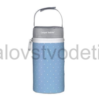 Canpol babies Termoobal na fľašu široký mäkký Bodky - modrý