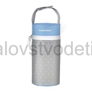 Canpol babies Termoobal na fľašu široký mäkký Bodky - modrý/2