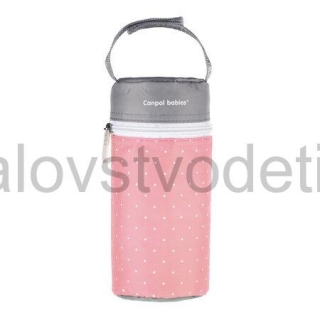 Canpol babies Termoobal na fľašu široký mäkký Bodky - ružový