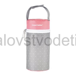 Canpol babies Termoobal na fľašu široký mäkký Bodky - ružový/2