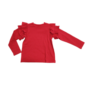 Dievčenské tričko s volánmi červené veľ. 140