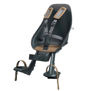 Predná sedačka na bicykel s adaptérom nosnosť 15kg, ČIERNA s hnedou