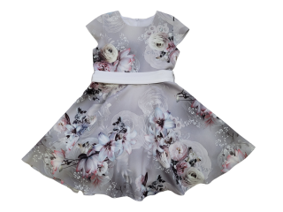 Šaty kvety sivá veľ. 134